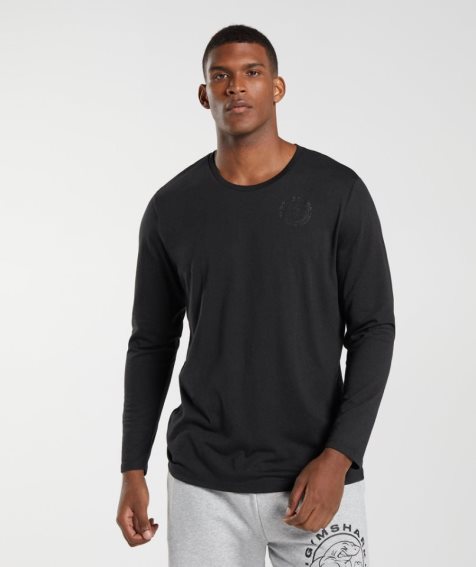 Men's Gymshark Legacy Long Sleeve T-Shirts Black | NZ 0FOLTD